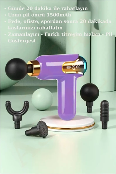 ASFAL Taşınabilir Şarjlı Masaj Aleti Beyaz 4 Başlıklı 1500mAh Batarya 45db Ses Seviyesi Farklı Titreşimler - 2