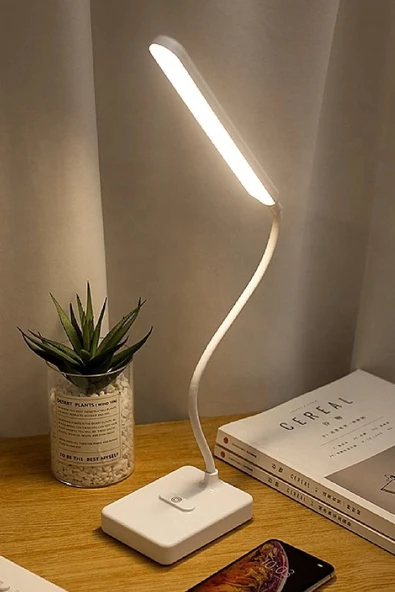 ASFAL Telefon Standlı 30 Ledli Dokunmatik, Şarjlı, Okuma Lambası Masa Lambası Gece Lambası 3 Renk Işıklı - 5