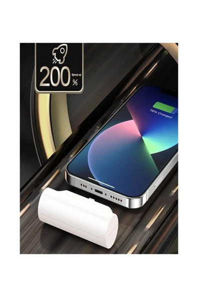 ASFAL Iphonelara Özel Taşınabilir Kurtarıcı Taşınabilir Powerbank 5000 mAh Lightning Girişli Güç Bankası - Resim 3