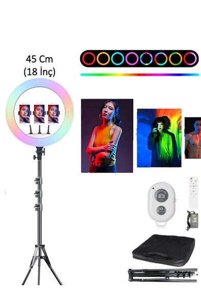 ASFAL 45 cm Rgb Işık, Kumanda Ve Çantalı -210 Cm Tripot Renkli Makyaj Tiktok Selfie Işığı Selfie Tripod - 3