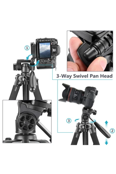 NEEPHO 175 Cm Ayarlanabilir Kumandalı Telefon Tutuculu 360° Dönebilen Taşıma Çantalı Tripod - 4