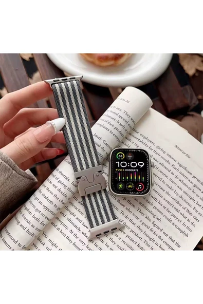 ASFAL Apple Watch 3/4/5/6/7/8/9/10/se/ultra/ultra2 44mm/45mm/46mm/49mm Uyumlu Kumaş Kordon - Resim 2