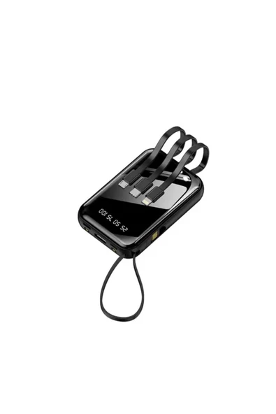 ASFAL Kendinden Kablolu Taşınabilir Pratik 10000 mAh Powerbank Led Göstergeli Güç Deposu - 3