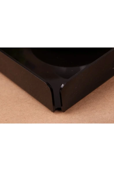 ASFAL Tutma Saplı Siyah Pleksi Tepsi 35x25 Cm Servis, Kahve, Çay, Sunum Ve Hediyelik Tepsi 3mm - 3