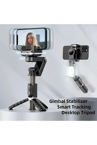 ASFAL Bluetooth Kumandalı Işıklı Gimbal, Taşınabilir 360° Dönebilen Tripod Işıklı Selfie Işığı - 5