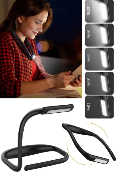 ASFAL 3 Renkli Boyuna Asılan Esnek Güçlü Ledli Şarjlı Ayarlanabilir Kitap Okuma Işığı Kitap Okuma Lambası - 7
