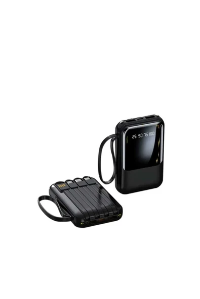 ASFAL Kendinden Kablolu Taşınabilir Pratik 10000 mAh Powerbank Led Göstergeli Güç Deposu - 4