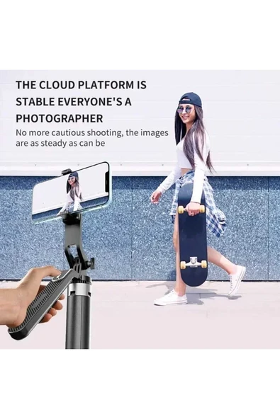 ASFAL Alüminyum 180 cm Katlanabilir Cep Telefonu ve Kamera Tripodu Kumandalı Gopro Uyumlu Selfie Çubuğu - 5