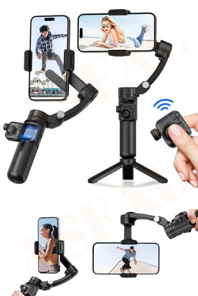 ASFAL Akıllı Tripod Hareketli Gimbal Kumandalı Çok Amaçlı Video Selfie Telefon Tutucu