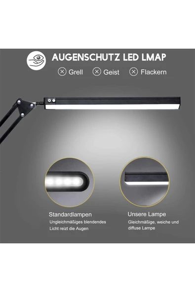 ASFAL 3 Renkli 10 Işık Kademeli Açısı Ayarlanabilir Masa Lambası Okuma Ofis Çalışma Lambası Gece Lambası - Resim 3