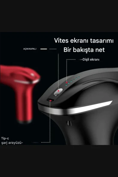 ASFAL 4 Başlıklı Titreşimli 6 Titreşim Modlu Taşınabilir Şarjlı Masaj Aleti Çift Başlıklı Yoğurmalı - 6