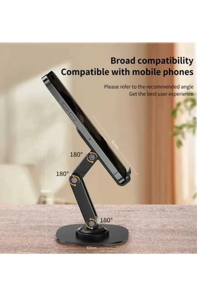 ASFAL 360° Dönebilen Masaüstü Telefon ve Tablet Tutucu Katlanabilir Taşınabilir Tablet ve Telefon Standı - 5