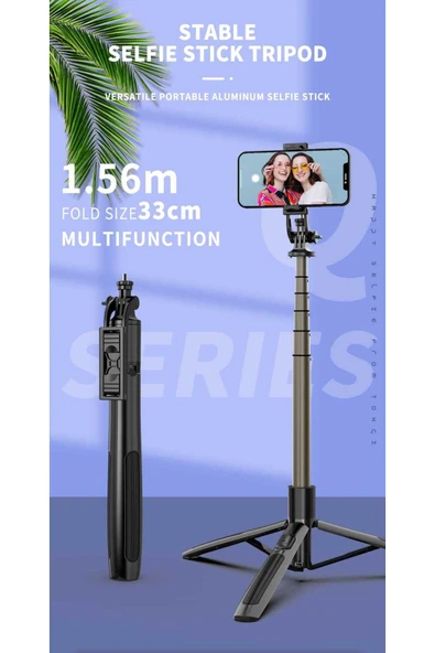 ASFAL Bluetooth Uyumlu Kumandalı Taşınabilir  Selfie Çubuğu Katlanabilir 156 cm Tripod - 3