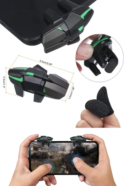 ASFAL 6 Parmak Tetik Aksamı Pubg Gecikmesiz Metal Düğme Mobil Oyunlar İçin Parmak Eldiven Hediyeli