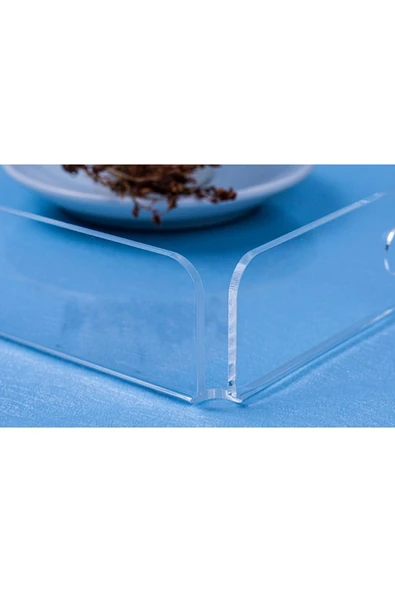 ASFAL Şeffaf Pleksi Tepsi 35x25 cm Servis Kahve Çay Ve Sunum Tepsisi - 5