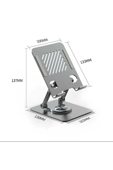 ASFAL 14 inç Uyumlu, Metal, 360° Dönen Masaüstü Telefon ve Tablet Standı Tablet ve Telefon Tutucu - 4