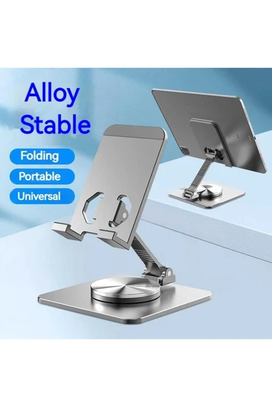 ASFAL 360° Dönen Metal Masaüstü Tablet ve Telefon Standı Açılı, Katlanabilir Telefon ve Tablet Tutucu - 3