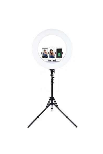 ASFAL 18 Inç Kumandalı Işık Led 210 Cm Tripod Youtuber Video Selfie Stüdyo Makyaj Tiktok Işığı Ring Light