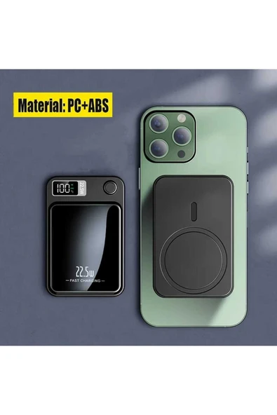 ASFAL Hızlı Şarj Destekli Dijital, Kablosuz Şarjlı 10000 mAh, 22.5W Manyetik Powerbank Magsafe Şarj Cihazı