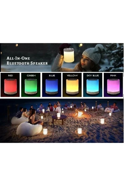 ASFAL Kablosuz Speaker Dokunmatik Lamba Renkli Led Işık Bluetooth Hoparlör Usb Şarjlı - 3