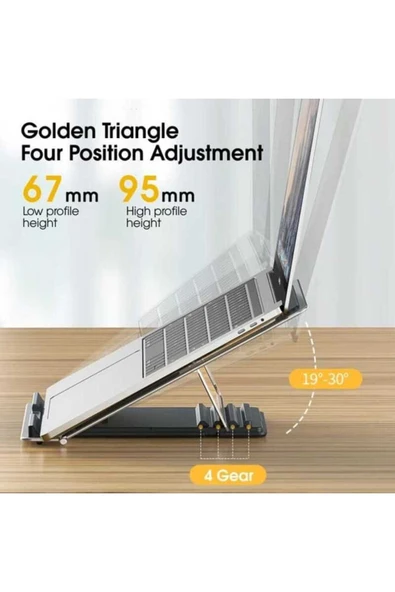 ASFAL Metal Yükseklik Ayarlı Çantalı Tablet ve Laptop Standı Taşınabilir Masaüstü Macbook ve Laptop Tutucu