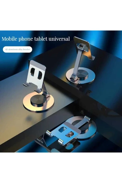 ASFAL Siyah 360° Dönebilen Katlanabilir Masaüstü Telefon Tutucu, Taşınabilir Tablet Tutacağı Tablet Standı - 2