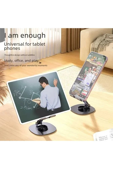 ASFAL 360° Dönen Metal Masaüstü Tablet ve Telefon Standı Mor, Açılı, Katlanabilir Telefon ve Tablet Tutucu - 5