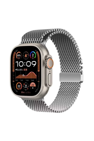ASFAL Apple Watch 3/4/5/6/7/8/9/10/se/ultra/ultra2 44mm/45mm/46mm/49mm Uyumlu Milano Metal Hasır Kordon - Resim 6