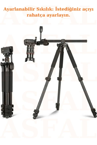 ASFAL 190cm Alüminyum Tam Profesyonel Yatak Dikey Panaromik Başlık Tripod Kamera Cep Telefonuna Uygun - 4