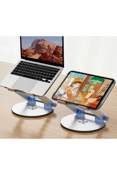 ASFAL 30 Kg Taşıma Kapasiteli, 17' Uyumlu, 360° Dönen Masaüstü Metal Laptop ve Tablet Standı Laptop Tutucu - 8
