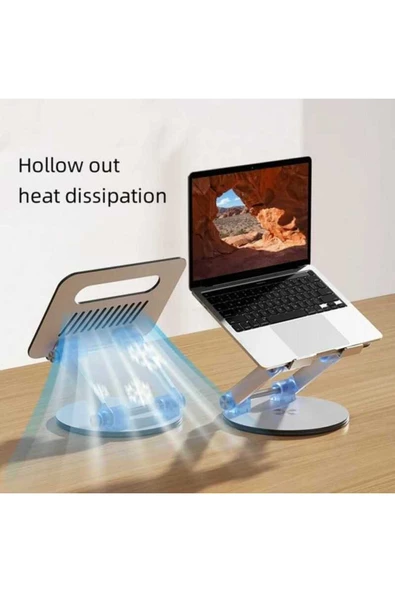 ASFAL 30 Kg Taşıma Kapasiteli, 17' Uyumlu, 360° Dönen Masaüstü Metal Laptop ve Tablet Standı Laptop Tutucu - 2