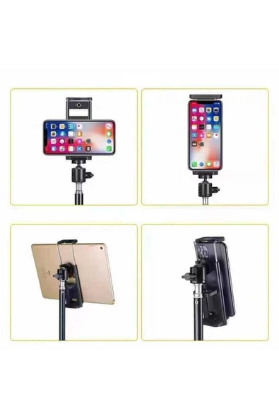 ASFAL 360 Derece Döner Başlıklı Tablet Ve Telefon Tutucu Stand 210 Cm Tripod 2 In 1 Metal Ayaklı Stand - Resim 4
