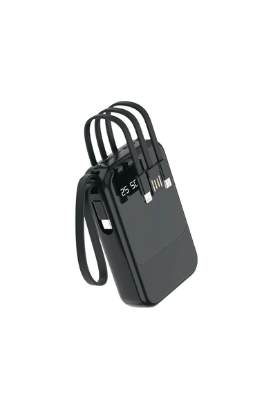 ASFAL Kendinden Kablolu Taşınabilir Pratik 10000 mAh Powerbank Led Göstergeli Güç Deposu
