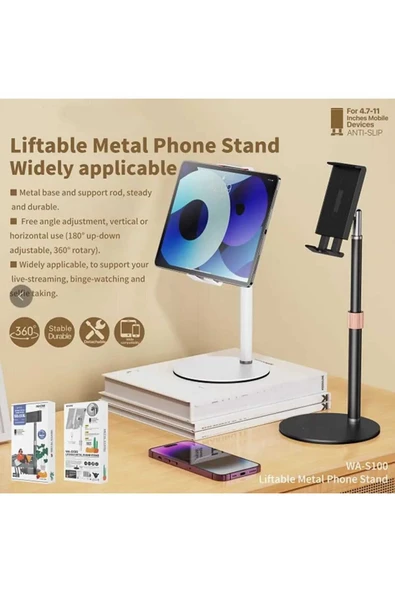 ASFAL Metal, Yükseklik ve Açı Ayarlı Masaüstü Telefon ve Tablet Tutucu Taşınabilir Tablet, Telefon Standı - 4