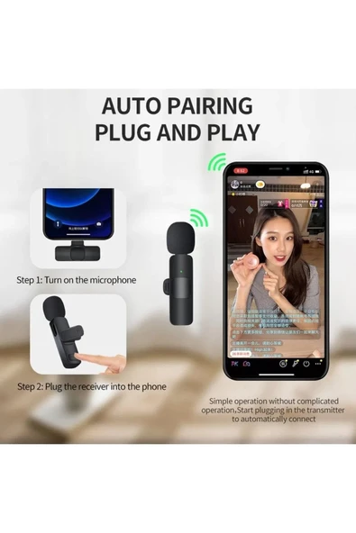 ASFAL Iphone Uyumlu Kablosuz Yaka Mikrofonu, Taşınabilir, Wireless Ios, Lighting Uyumlu Yaka Mikrofonu - 4
