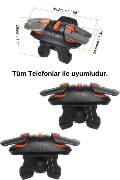 ASFAL Pubg Metal Düğme 6 Parmak Uyumlu Tetik, Tüm Telefonlar İle Uyumlu, Tetik Parmak Eldiven Hediye - 2