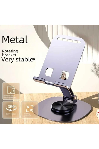 ASFAL 360° Dönen Metal Masaüstü Tablet ve Telefon Standı Mor, Açılı, Katlanabilir Telefon ve Tablet Tutucu - 6