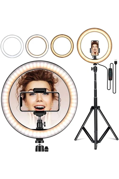 ASFAL 12" Halka Led 210 Cm Tripodlu Youtuber Video Selfie Stüdyo Makyaj Tiktok Işığı Ring Light - 2