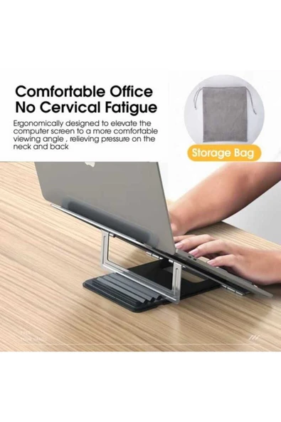 ASFAL Metal Yükseklik Ayarlı Çantalı Tablet ve Laptop Standı Taşınabilir Masaüstü Macbook ve Laptop Tutucu - 2