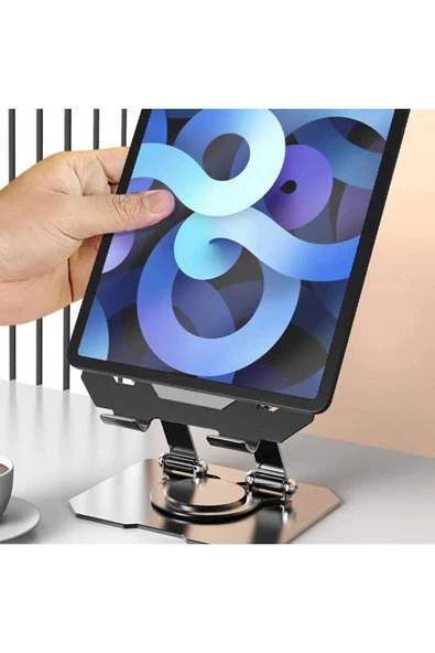 ASFAL 14 İnç Uyumlu Masaüstü Metal Tablet Tutucu 360° Dönebilen Telefon, Ipad ve  Tablet Standı - 7