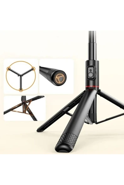 ASFAL 183 cm Bluetooth Kumandalı Katlanabilir Selfie Çubuğu Alüminyum Taşınabilir  Sağlam Tripod - 6