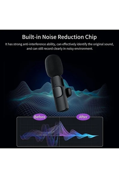 ASFAL Iphone Uyumlu Ikili Kablosuz Yaka Mikrofonu, Wireless Ios Lighting Uyumlu Canlı Yayın Yaka Mikrofonu - 6