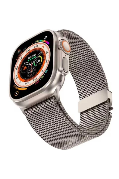 ASFAL Apple Watch 3/4/5/6/7/8/9/10/se/ultra/ultra2 44mm/45mm/46mm/49mm Uyumlu Milano Metal Hasır Kordon - Resim 3