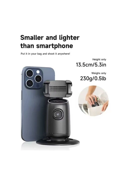 ASFAL Yüz Takibi Yapan 360° Dönen Gimbal Telefon Sabitleyici Video Çekimi İçin Taşınabilir Akıllı Tripod - 5