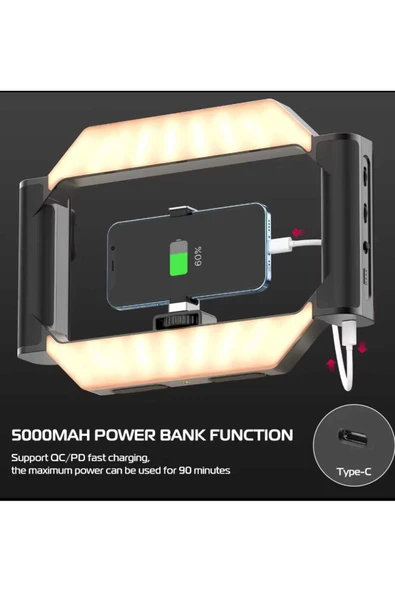 ASFAL 2500-9000K 3 Renkli Kumandalı, Canlı yayın, Vlog Seti Telefon ve Kamera Uyumlu Tripodlu Çekim Işığı - Resim 4