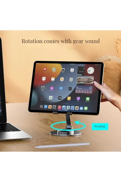 ASFAL Siyah 360° Dönebilen Katlanabilir Masaüstü Telefon Tutucu, Taşınabilir Tablet Tutacağı Tablet Standı - 3