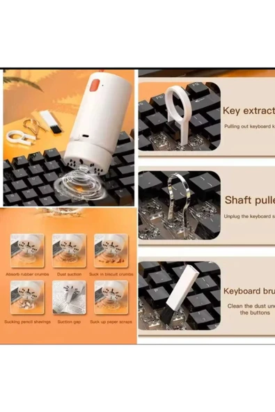 ASFAL Şarjlı Mini Elektrikli Süpürge 21 in 1 Bilgisayar, Kamera, Telefon Klavye ve  Airpods Temizleme Seti - 8