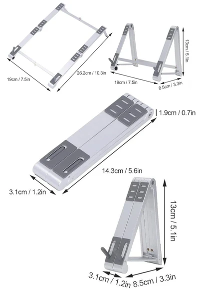 ASFAL Metal Laptop Standı. Tablet, Telefon Standı Cep Boy Çok Amaçlı Pratik ve Şık Stand - 3