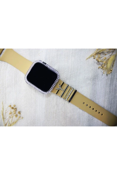 ASFAL Apple Watch Serisi Uyumlu Harfli Akıllı Saat Kordon Süsü Tüm Seriye Uyumlu Tasarım Charm Aksesuar