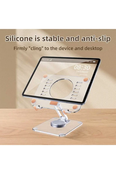 ASFAL Şeffaf Yüksekliği Ayarlanabilir 360° Dönebilen Masaüstü Tablet standı, Tablet Tutucu Telefon Tutucu - 2